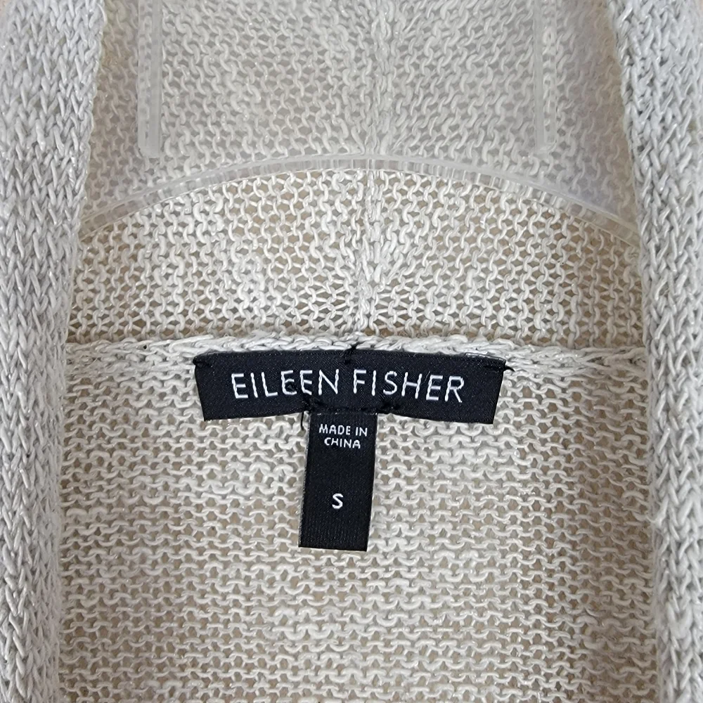 🔥SALE🔥 Eileen Fisher Sweater Cardigan Open Front Linen Langenlook Women Size M - Picture 3 of 9
